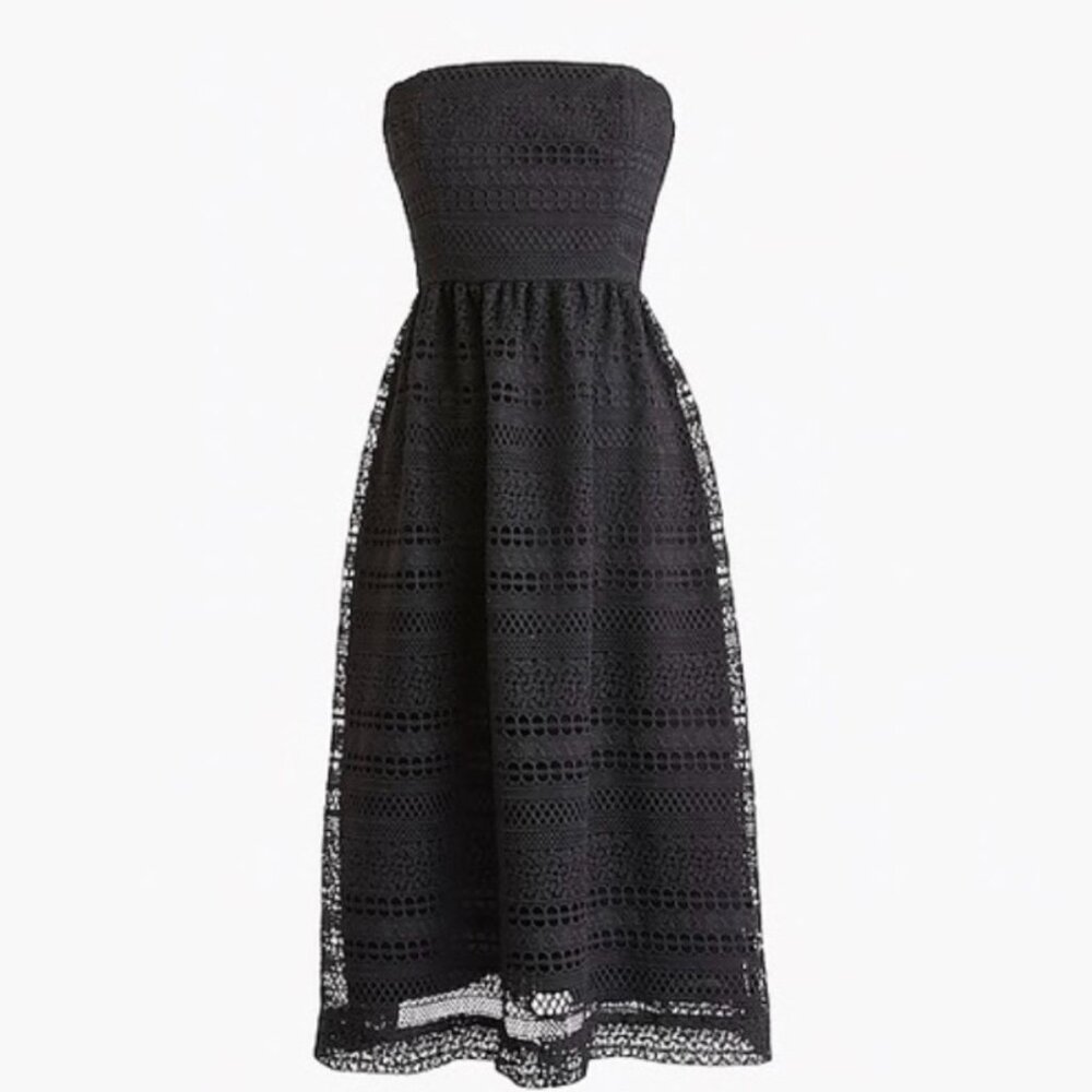 J Crew Collection Black Lace Strapless Cocktail Dress